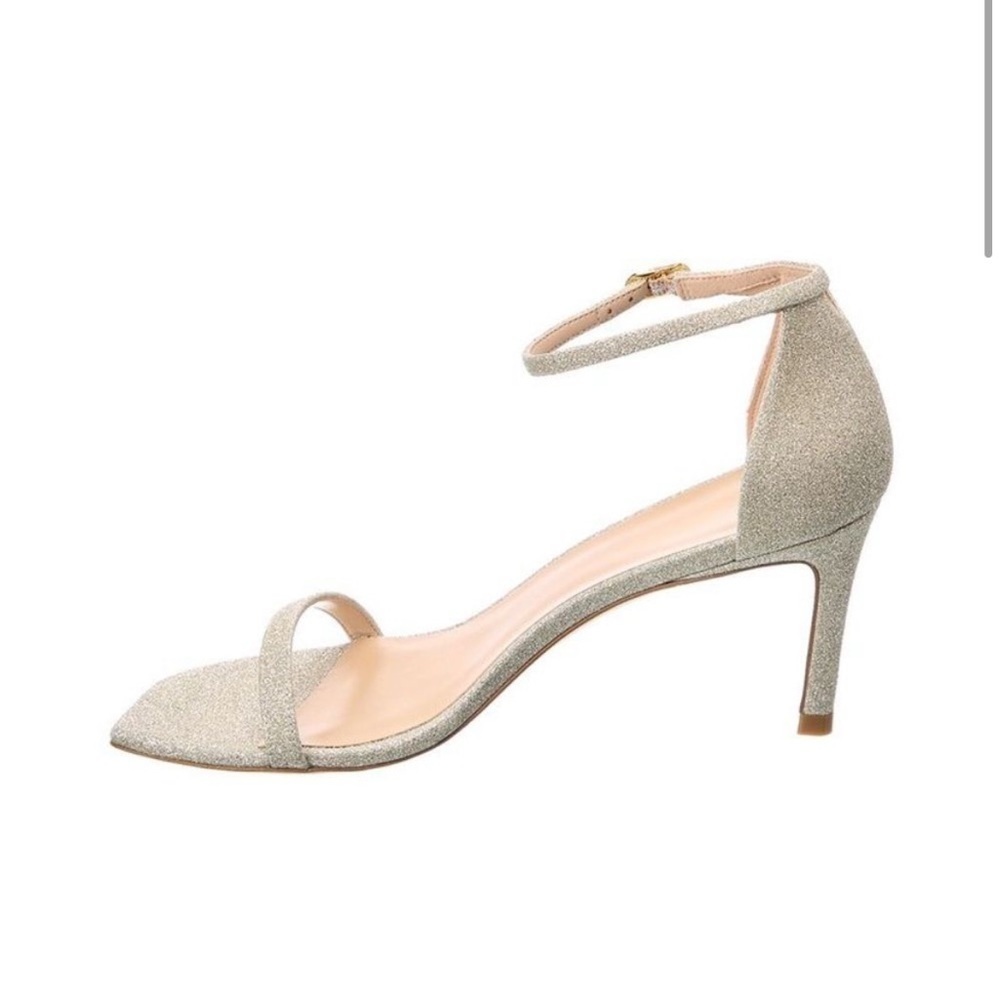 Stuart weitzman Amelina 75 Platino Fig Fine Glitter NEW - Picture 3 of 9